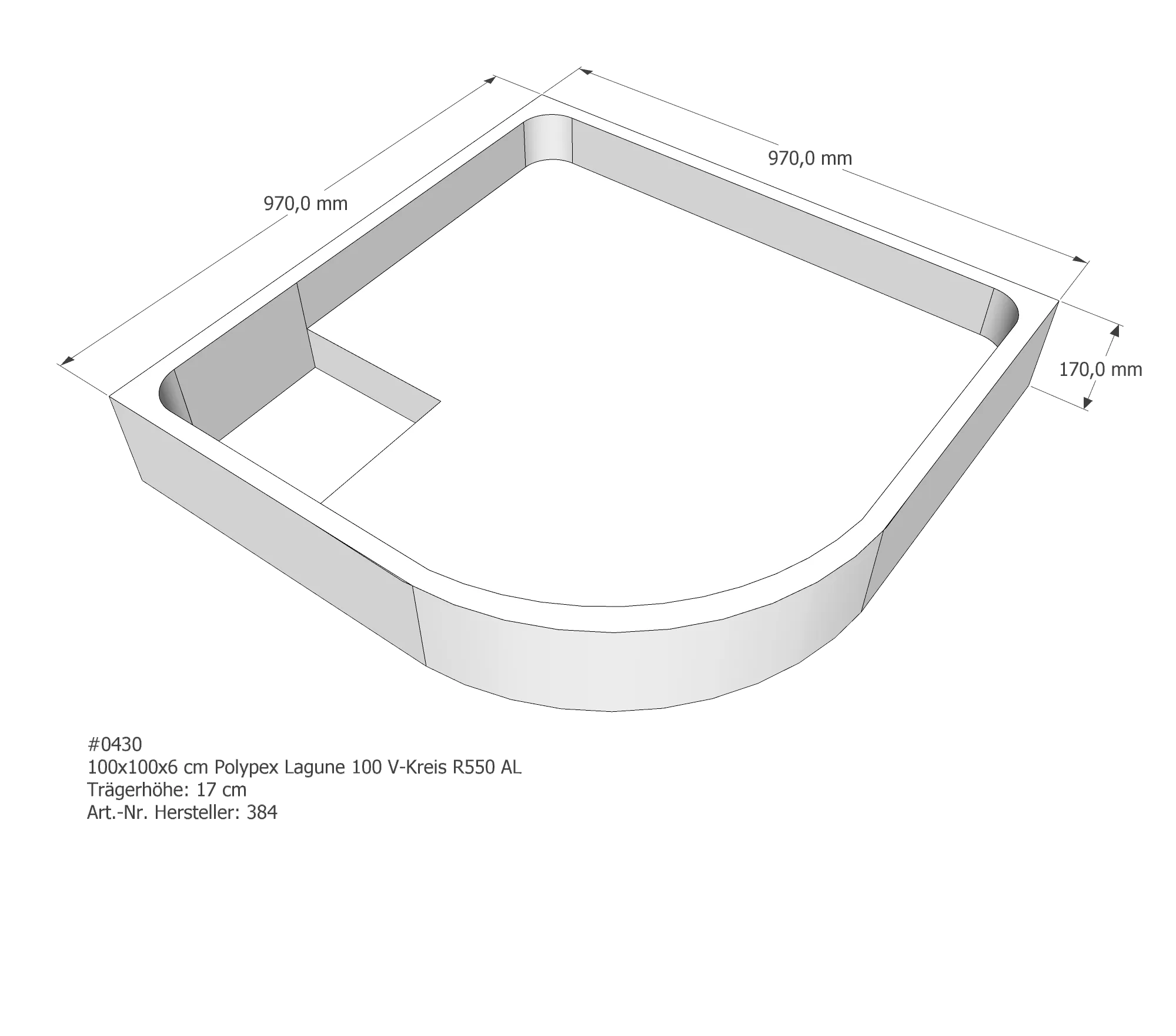 Duschwannenträger passend für Polypex Lagune 100 100 × 100 × 6 cm