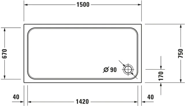 Duravit rechteck Duschwanne „D-Code“ 150 × 75 cm 