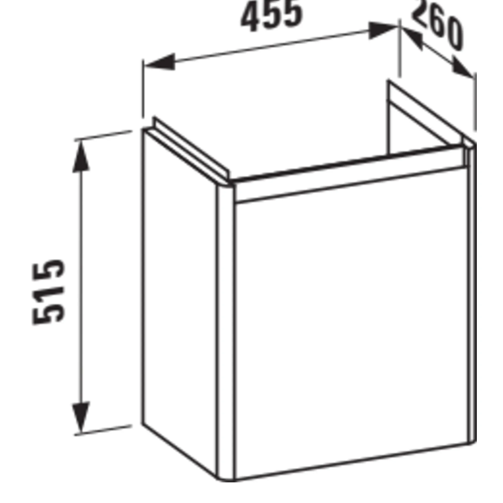 Waschtischunterbau BASE 2.0 für PRO S 262x454x522 1 Tür mit Griffmulde, Scharnier rechts für Waschtisch H815954 weiß matt