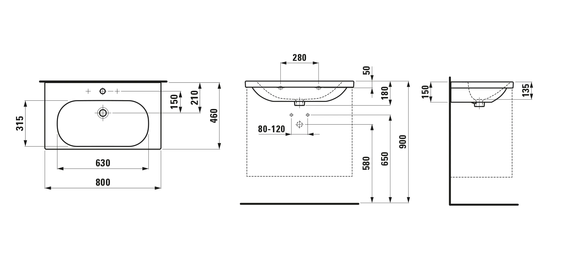 Laufen Waschtisch LUA 460x800x180 1 Hahnloch mit Überlauf weiß Laufen Waschtisch LUA 460x800x180 1 Hahnloch mit Überlauf weiß