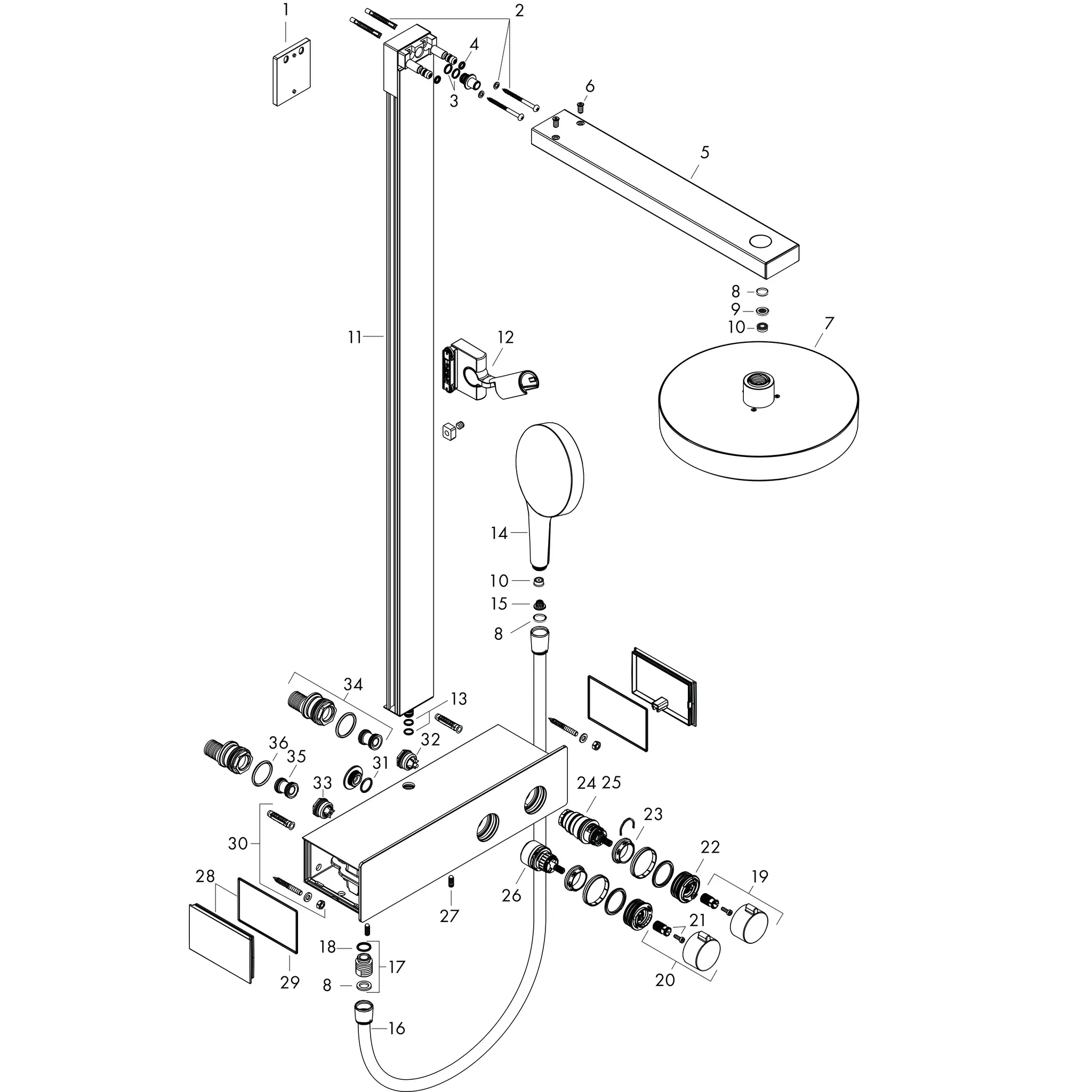 Rainfinity Showerpipe 250 1jet EcoSmart mit ShowerTablet 350 Chrom Rainfinity Showerpipe 250 1jet EcoSmart mit ShowerTablet 350 Chrom