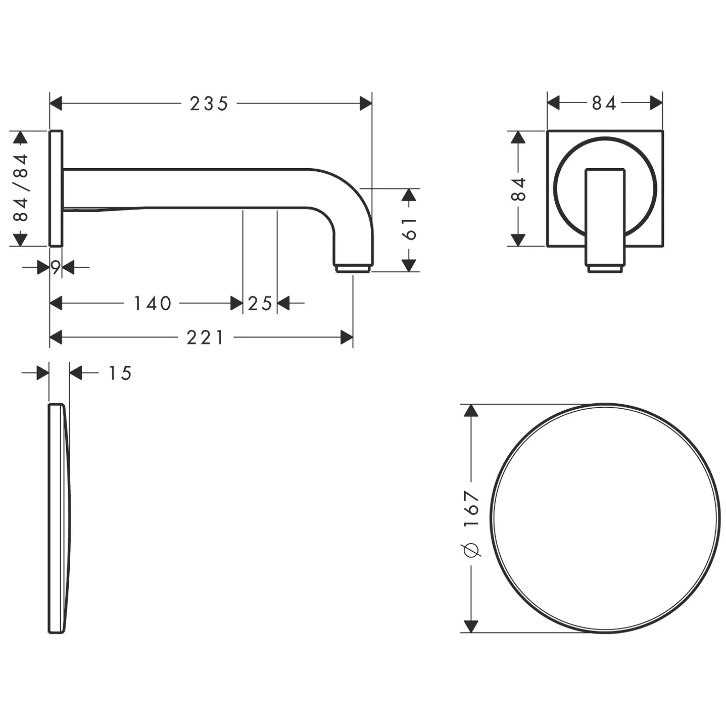 Waschtischmischer Unterputz Axor Citterio Elektronik langer Auslauf chrom Waschtischmischer Unterputz Axor Citterio Elektronik langer Auslauf chrom
