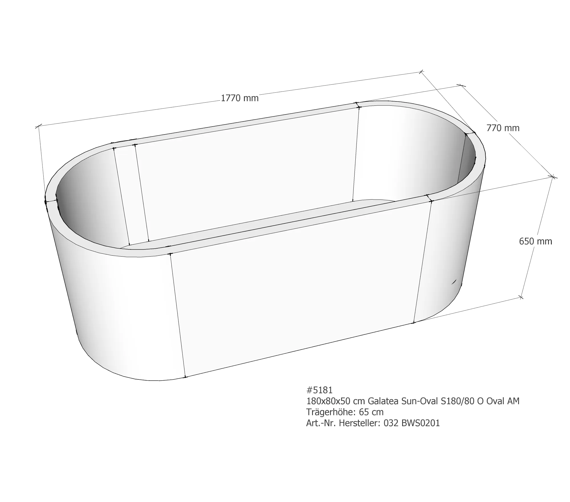 Badewannenträger für Galatea ~Sun S 180/80 O 180 × 80 × 50 cm Badewannenträger für Galatea ~Sun S 180/80 O 180 × 80 × 50 cm