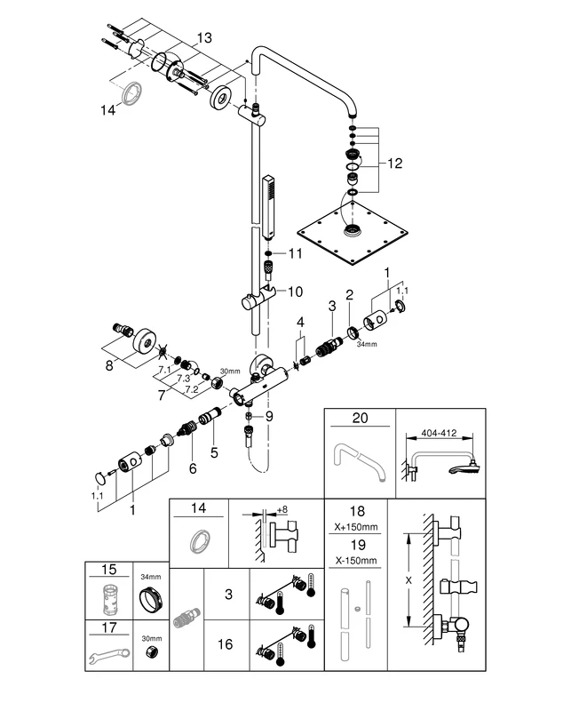 Grohe Euphoria System 230 Duschsystem mit Thermostatbatterie chrom Grohe Euphoria System 230 Duschsystem mit Thermostatbatterie chrom