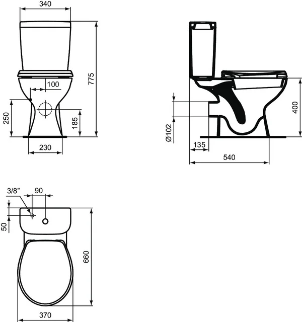 Ideal Standard Eurovit Standtiefspül-WC mit Spülkasten Zulauf oben, WC-Sitz, wassersparende 2-Mengen-Spülung, weiß Ideal Standard Eurovit Standtiefspül-WC mit Spülkasten Zulauf oben, WC-Sitz, wassersparende 2-Mengen-Spülung, weiß