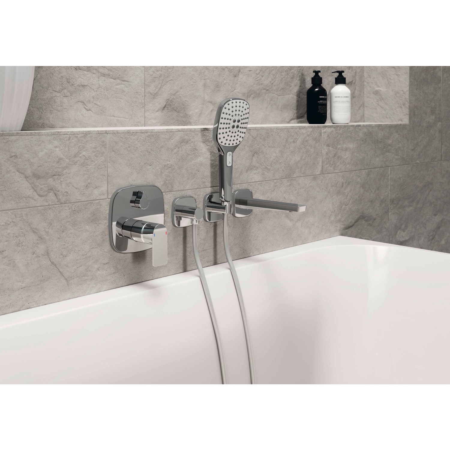 Einhebelmischer Fertigmontageset für Wanne/Brause STELA 8784 Rosette soft edge Chrom Einhebelmischer Fertigmontageset für Wanne/Brause STELA 8784 Rosette soft edge Chrom