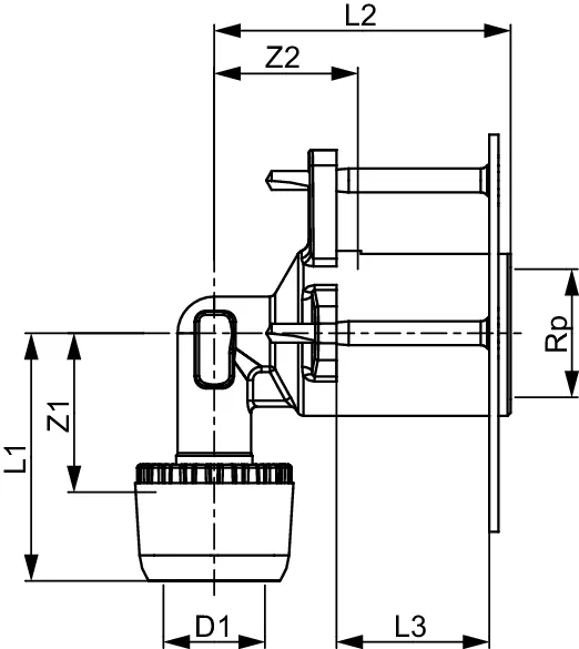 TECElogo-Ax Wanddurchführungswinkel Dimension 16 × Rp 1/2″, Siliziumbronze