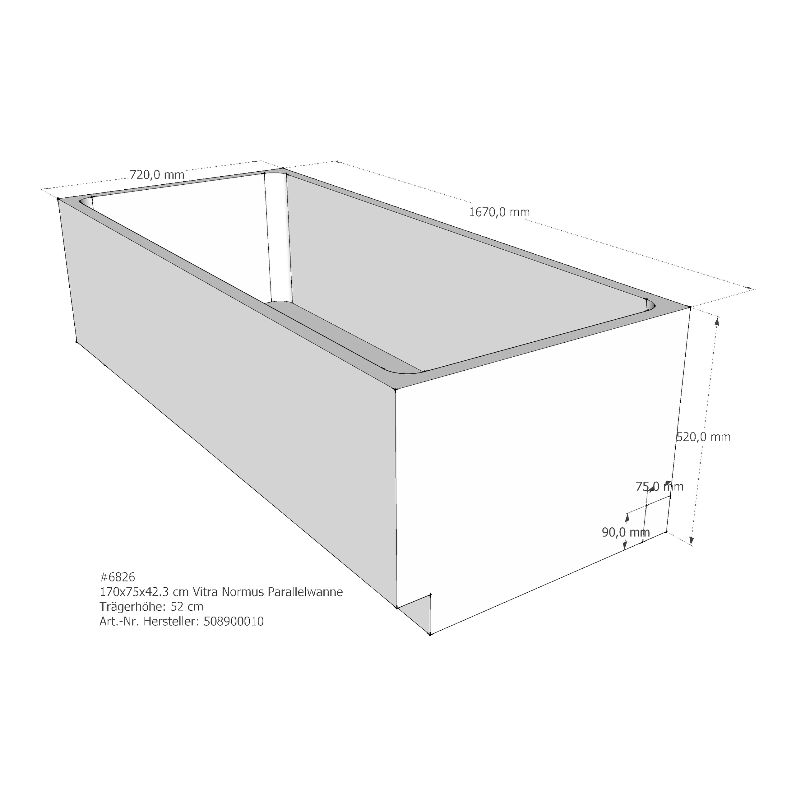 Badewannenträger für VitrA Normus 170 × 75 × 41,5 cm Badewannenträger für VitrA Normus 170 × 75 × 41,5 cm