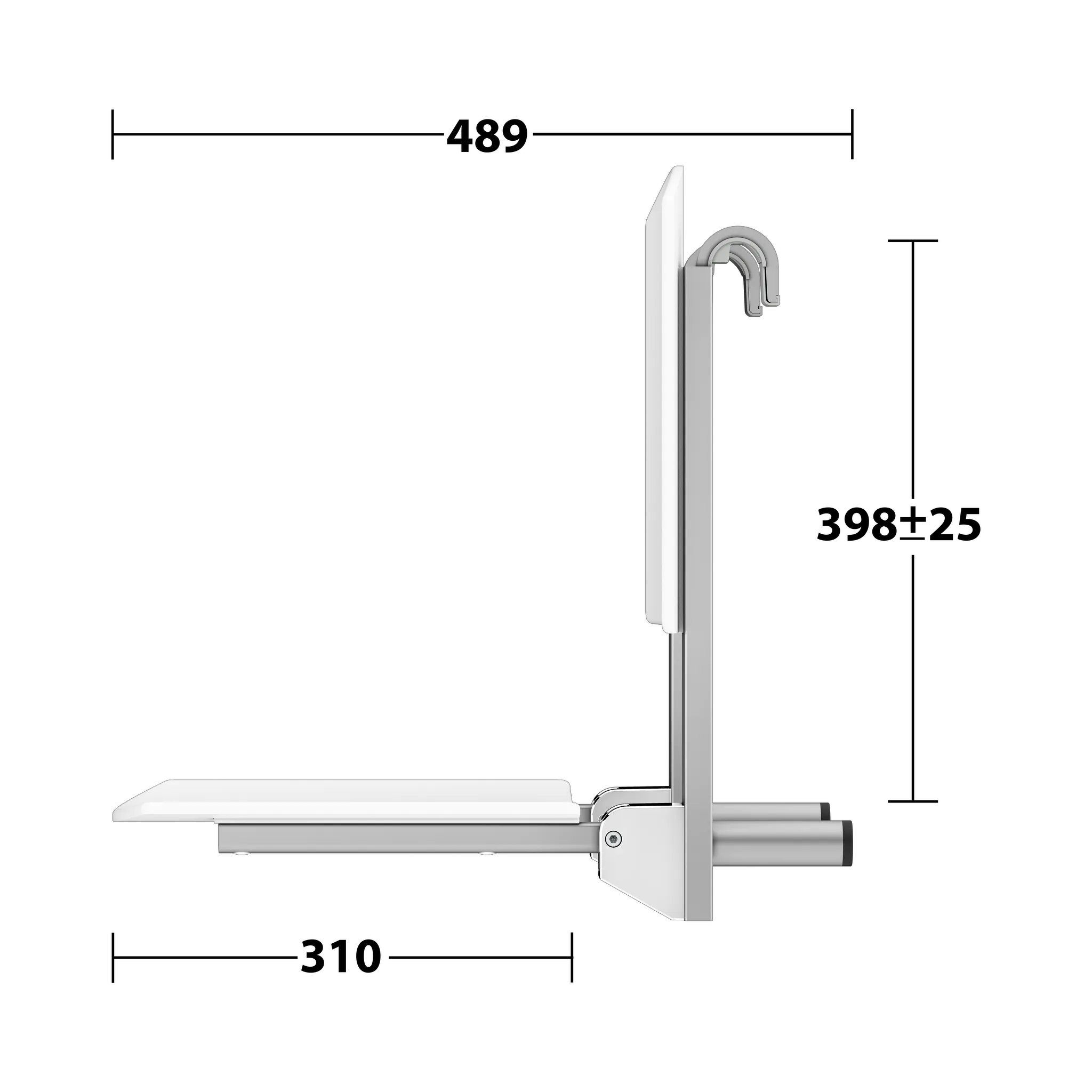 Klappsitz zum Einhängen „Care“ in Silber (eloxiert) Klappsitz zum Einhängen „Care“ in Silber (eloxiert)