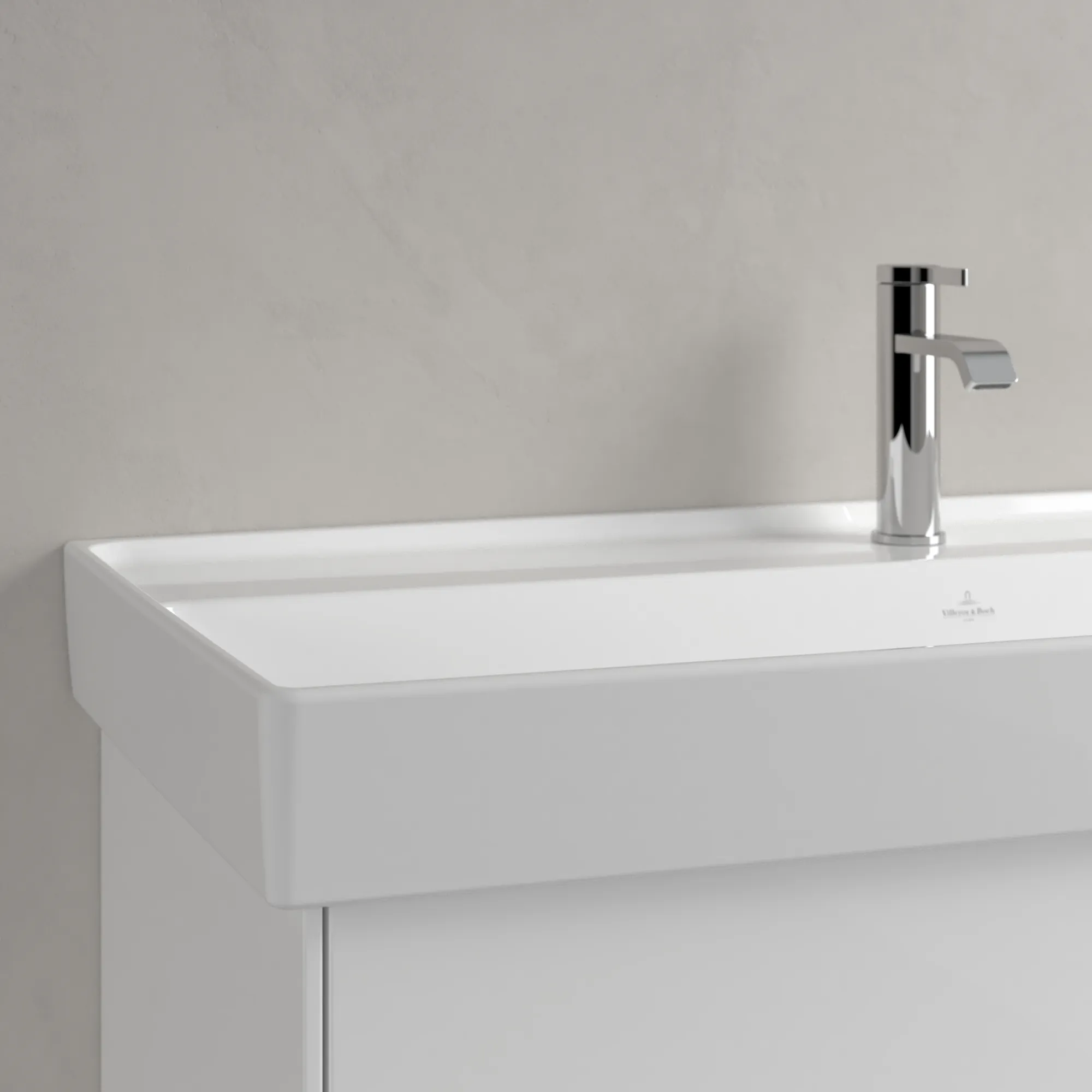 Villeroy & Boch Schrankwaschtisch aus TitanCeram „Collaro“ 1000 × 470 × 160 mm, mit Hahnlochbohrung, Hahnlochposition mittig in Weiß Alpin Villeroy & Boch Schrankwaschtisch aus TitanCeram „Collaro“ 1000 × 470 × 160 mm, mit Hahnlochbohrung, Hahnlochposition mittig in Weiß Alpin
