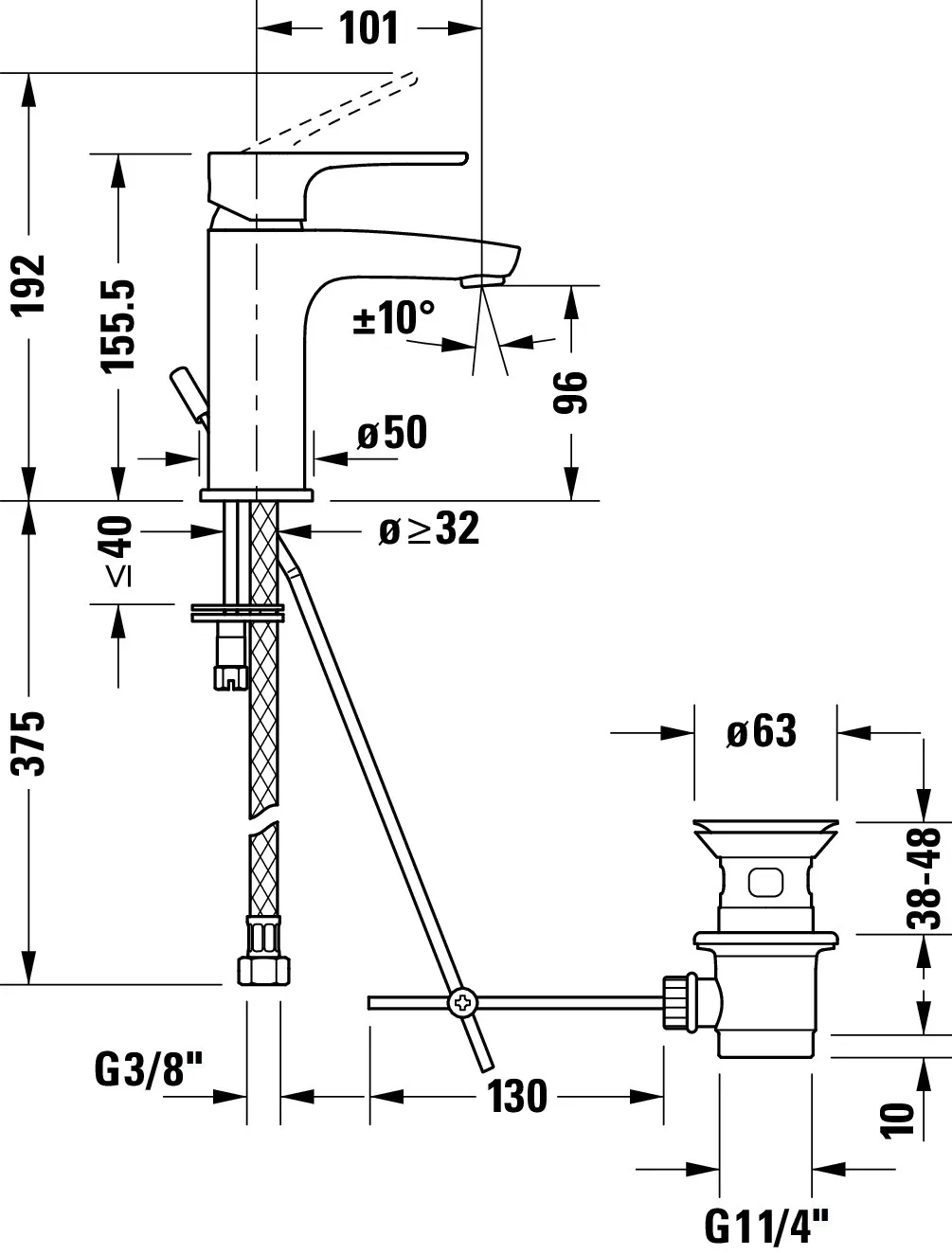 Einhand-Waschtischarmatur „Serie B.1“ Ausladung 101 mm in Chrom Einhand-Waschtischarmatur „Serie B.1“ Ausladung 101 mm in Chrom