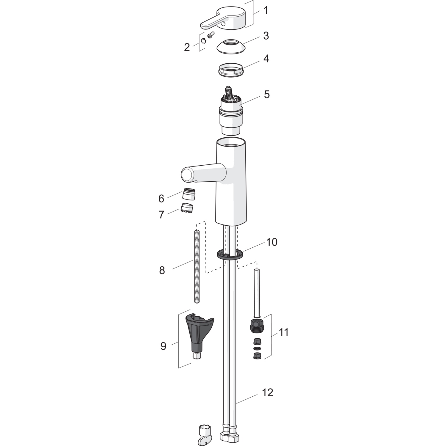 HA Einhebelmischer Waschtischbatterie HANSADESIGNO Style 5171 Zugstangenablaufgarnitur Ausladung 119 mm DN15 Chrom