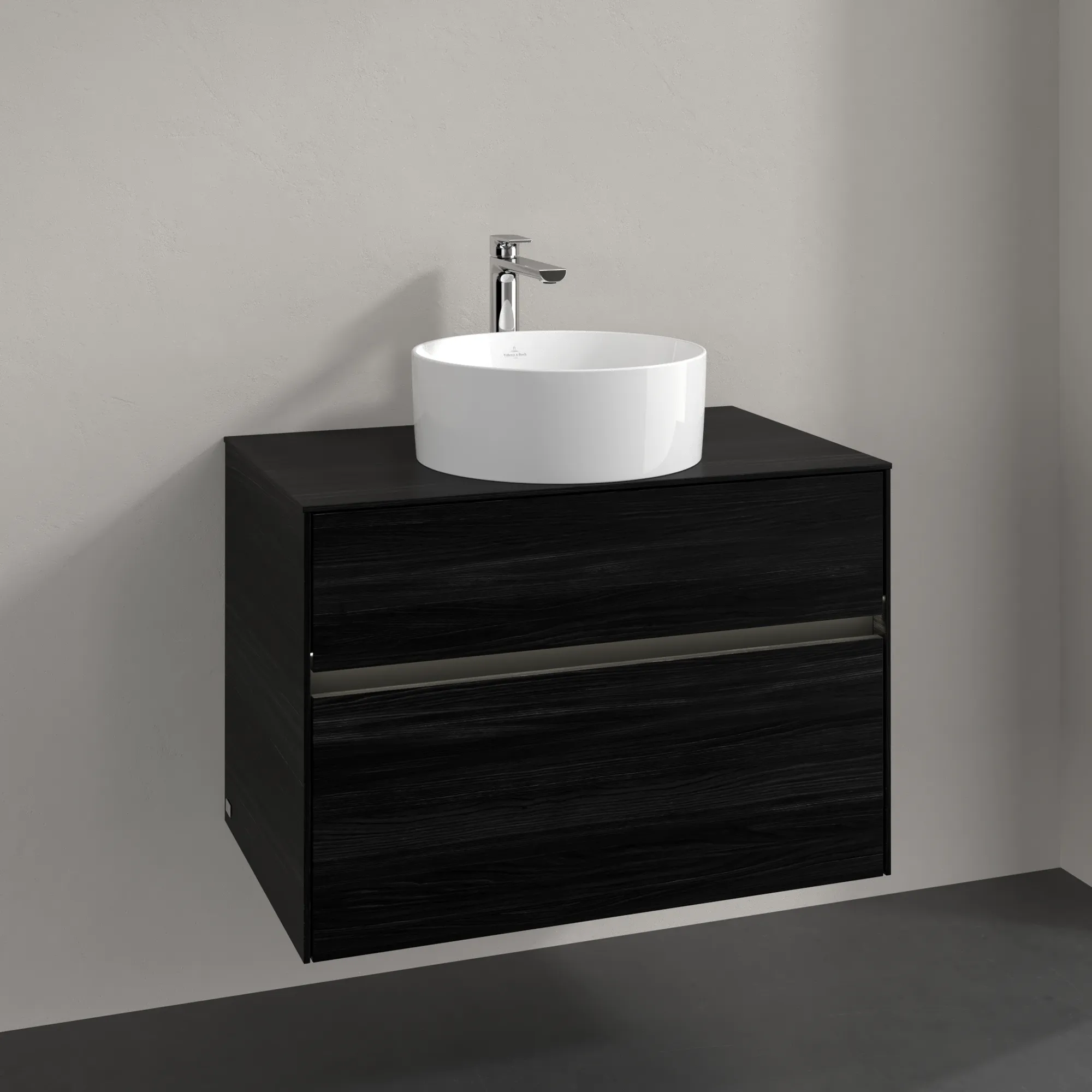 Villeroy & Boch Waschbeckenunterschrank Collaro C037B0, eckig, Black Oak, 800x548x500 mm, mit Beleuchtung und SoftClosing