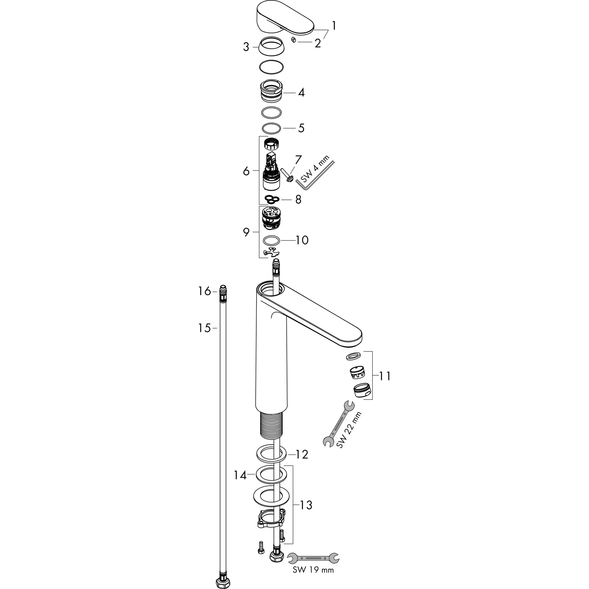 Hansgrohe Mischer Vernis Blend Einhebel-Waschtischmischer 190 ohne Ablaufgarnitur, Chrom Hansgrohe Mischer Vernis Blend Einhebel-Waschtischmischer 190 ohne Ablaufgarnitur, Chrom
