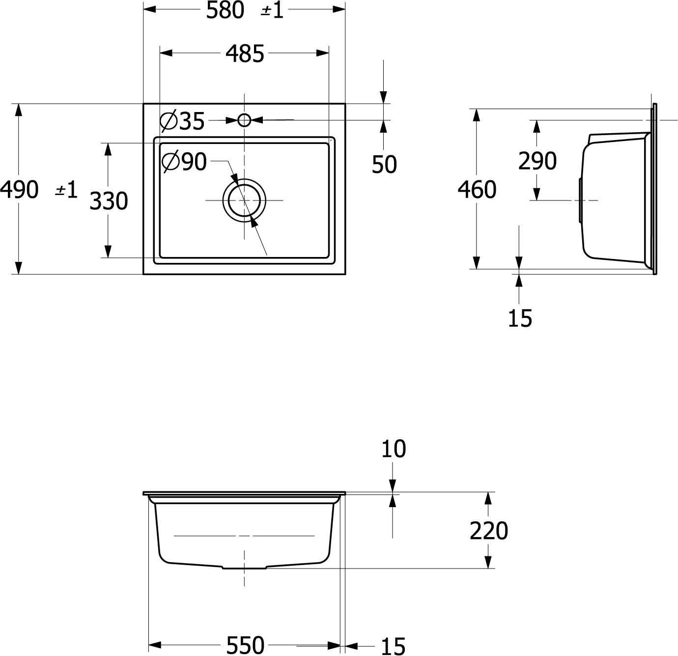 Villeroy & Boch Subway Style 60 S Flat 600x510mm Villeroy & Boch Subway Style 60 S Flat 600x510mm