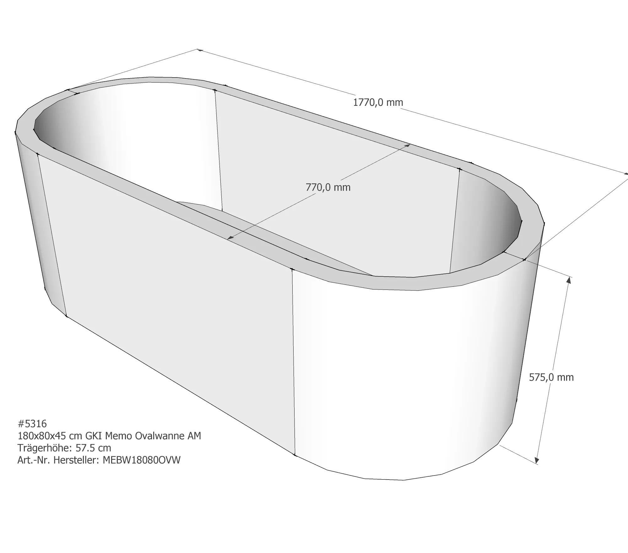 Duschwannenträger passend für GKI Memo Ovalwanne 180 × 80 × 45 cm Duschwannenträger passend für GKI Memo Ovalwanne 180 × 80 × 45 cm