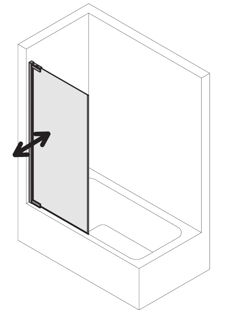 Kermi Duschdesign Badewannenaufsatz Pendelflügel „Yanea“ Anschlag links, Anschlag links Glas Klar, Profile Silber Hochglanz, B: 735 mm H: 1400 mm