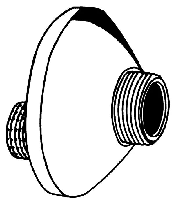 S-Anschluss 12075, 1/2'' x 3/4'', Verstellbarkeit 7,5 mm, Schalldämpfer, Schraubrosette, Durchmesser: 70 mm / Tiefe: 26 mm, edelmatt