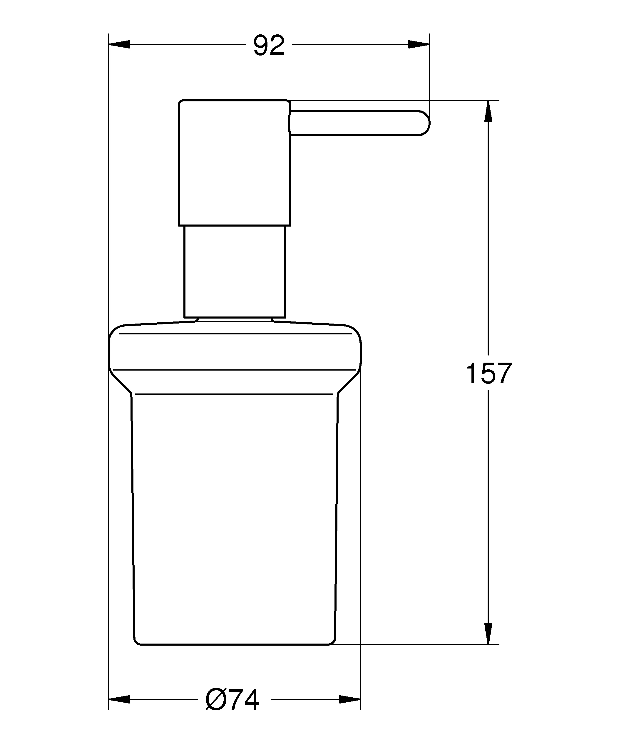 Seifenspender Essentials 40394_1, Material Glas/Metall, passend für Halter Essentials 40369xx1, Essentials Cube 40 508, BauCosmopolitan 40585), Essentials Authentic 40652, chrom/glas