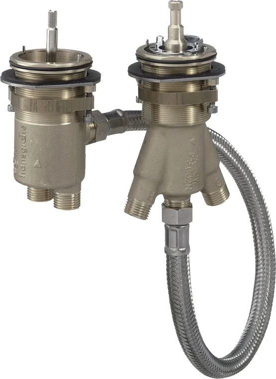 Hansgrohe AXOR 2-Loch Thermostat-Grundkörper mit externem Auslauf für Wannenrandmontage – passend zu entfernt liegendem Wanneneinlauf, Anschlussgewinde G 1/2, DN15, Durchfluss 31 l/min Hansgrohe AXOR 2-Loch Thermostat-Grundkörper mit externem Auslauf für Wannenrandmontage – passend zu entfernt liegendem Wanneneinlauf, Anschlussgewinde G 1/2, DN15, Durchfluss 31 l/min