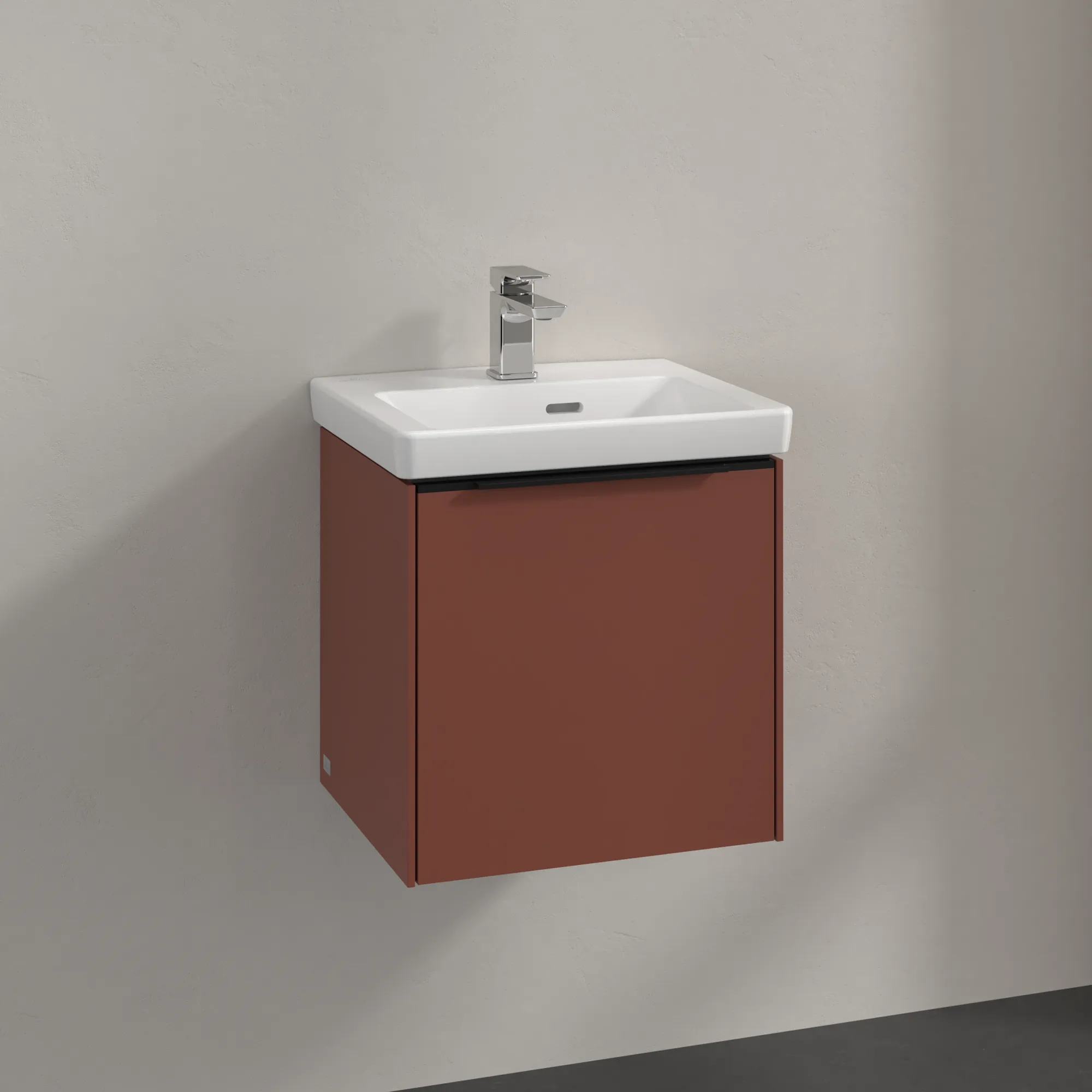 Villeroy & Boch Waschtischunterschrank mit Tür „Subway 3.0“ für Schrankwaschtisch 423 × 429 × 378 mm Wine Red, 1 Tür, für Becken mittig, Anschlag links Villeroy & Boch Waschtischunterschrank mit Tür „Subway 3.0“ für Schrankwaschtisch 423 × 429 × 378 mm Wine Red, 1 Tür, für Becken mittig, Anschlag links