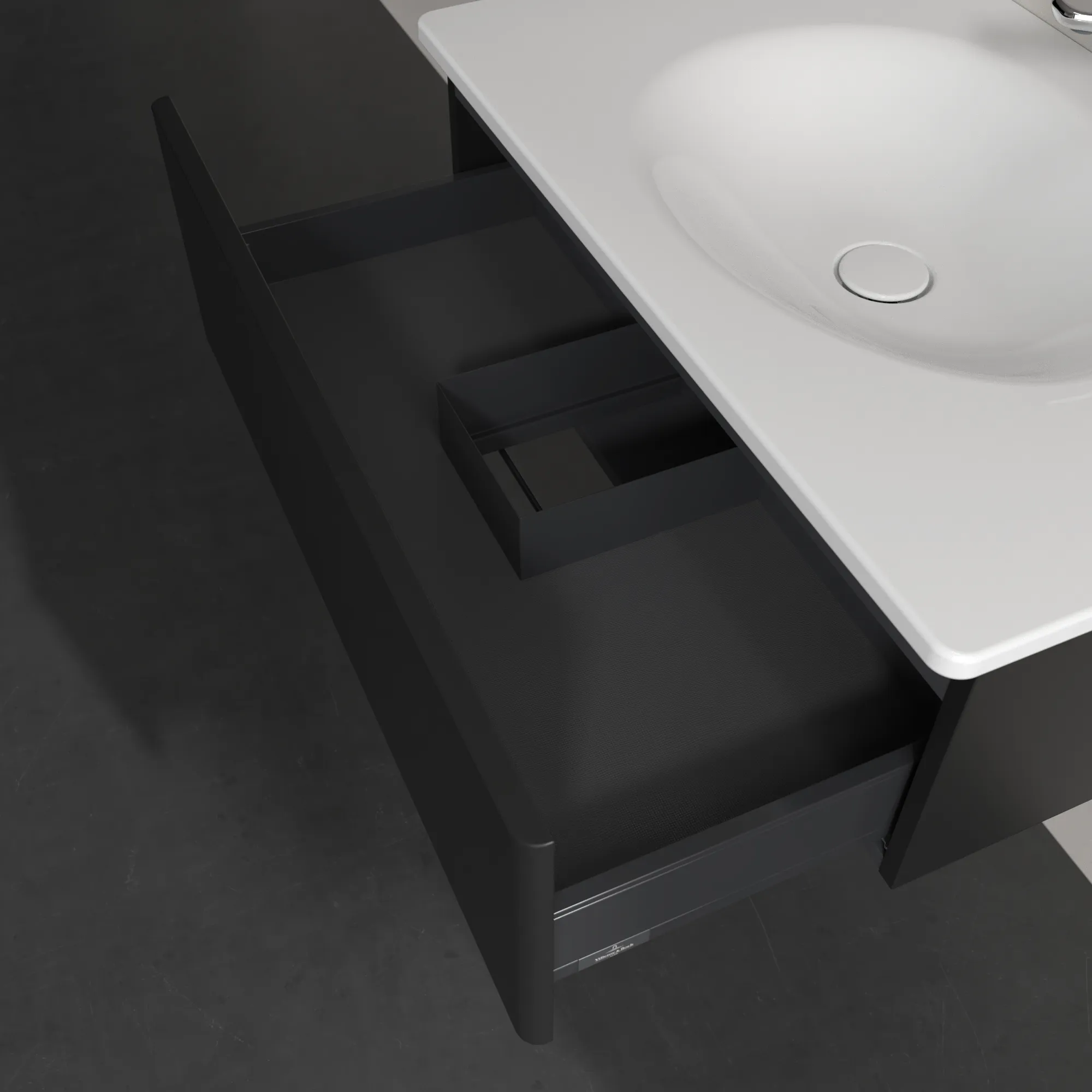 Villeroy & Boch Waschbeckenunterschrank Antao K01, eckig, Black Matt Lacquer, 788 x 256 x 496 mm, Höhe 256 mm, Wanneneinbaumaß 788 mm