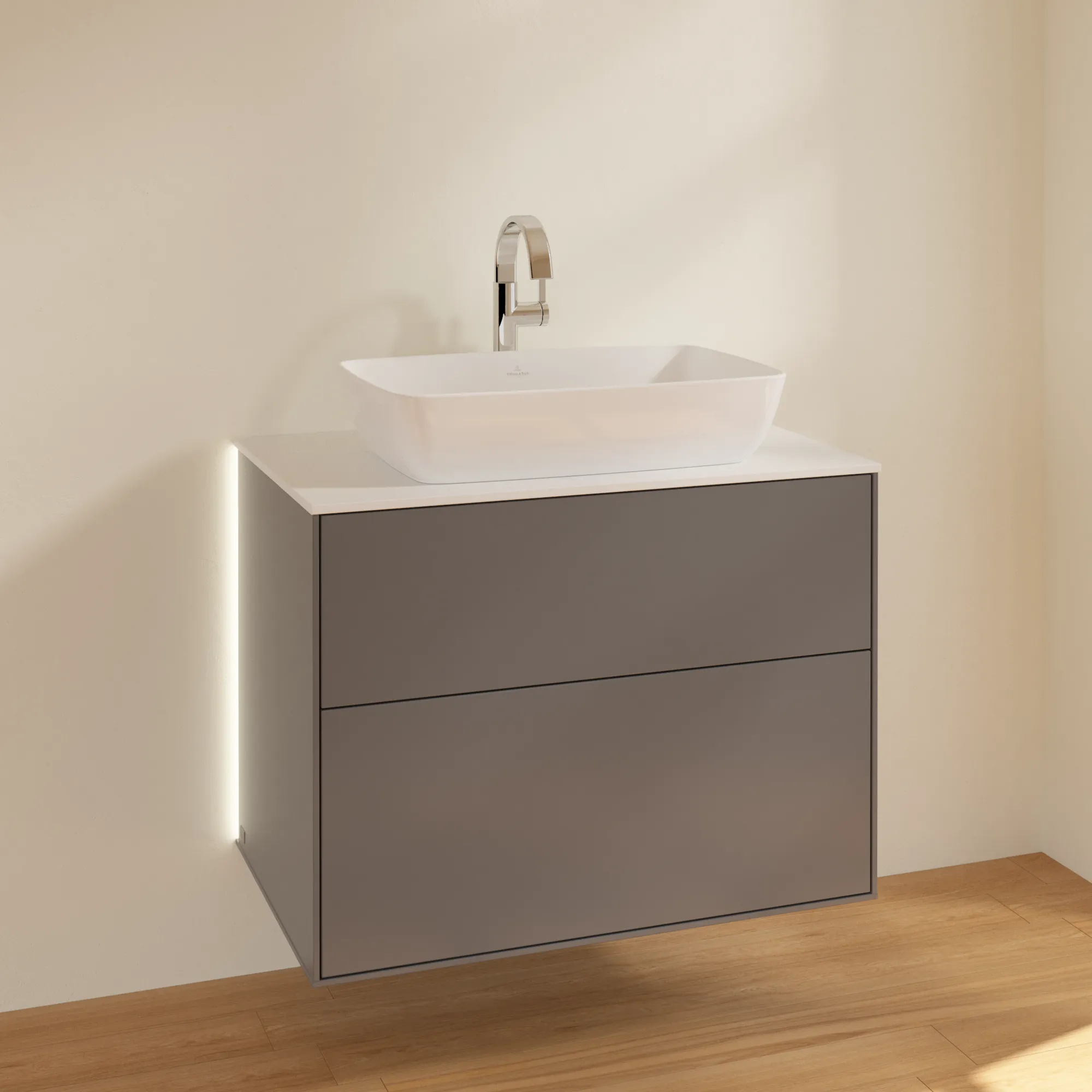Villeroy & Boch Waschbeckenunterschrank Finion G75, Anthracite Matt Lacquer, 800 x 603 x 501 mm, mit Beleuchtung und SoftClosing