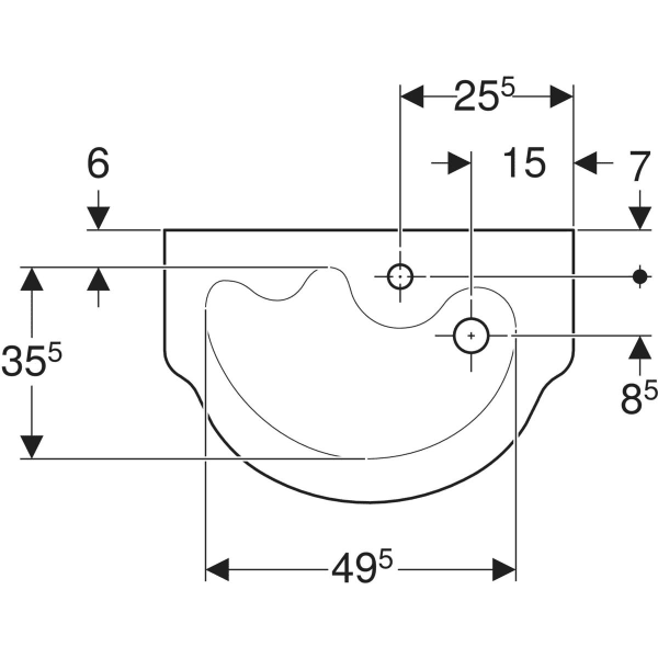 Wandwaschtisch für Kinder „Bambini“, rechteckig 60 × 40 cm in weiß alpin