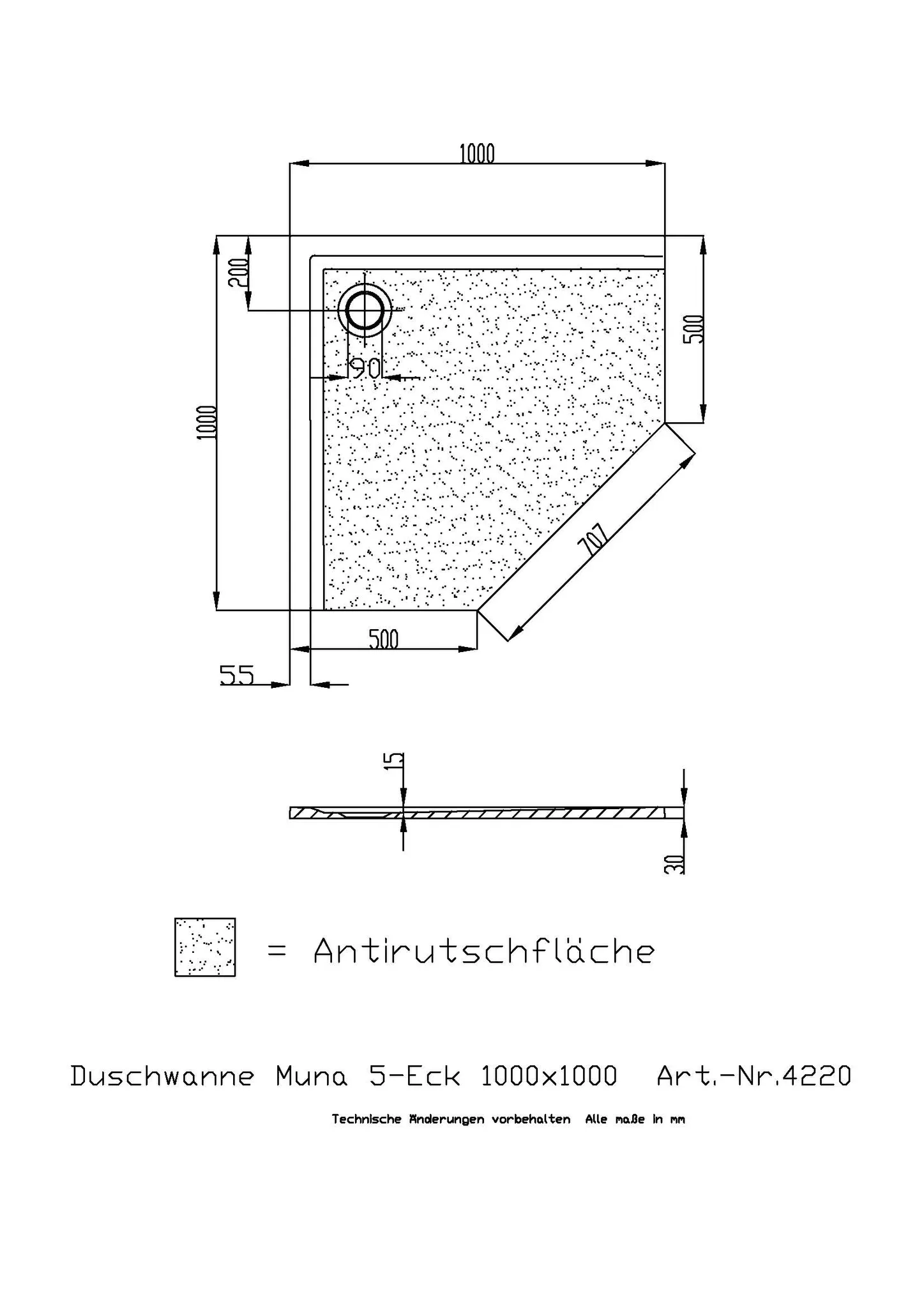 Hoesch Muna Duschwanne Mineralguss Solique Weiß
