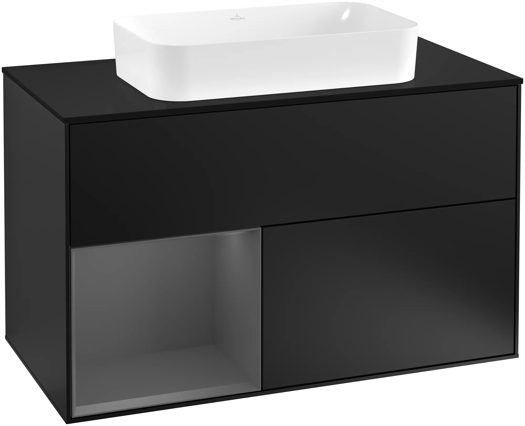 Villeroy & Boch Waschbeckenunterschrank Finion F24, 1000x603x501 mm, Black Matt Lacquer, mit Beleuchtung und Push-to-open Funktion