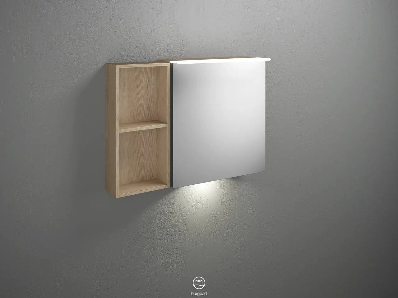 Badu Spiegelschrank SFUC090 von burgbad – 310 mm tief, 900 mm breit, 665 mm hoch