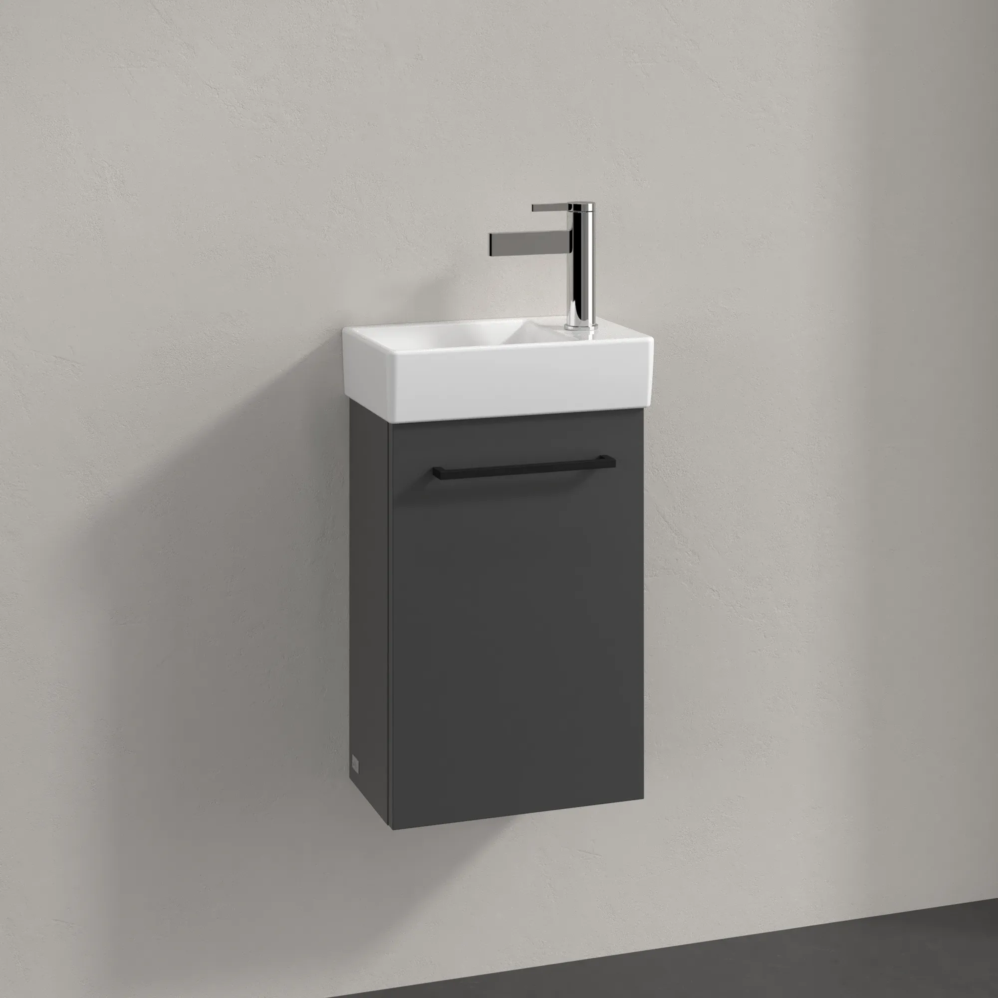 Villeroy & Boch Waschtischunterschrank mit Tür „Avento“ für Schrankwaschtisch 340 × 514 × 202 mm Graphite, Anschlag rechts, Soft Closing, 1 Tür Villeroy & Boch Waschtischunterschrank mit Tür „Avento“ für Schrankwaschtisch 340 × 514 × 202 mm Graphite, Anschlag rechts, Soft Closing, 1 Tür