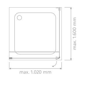 HSK Drehtür mit Seitenwand „K2“ in Glas Klar hell