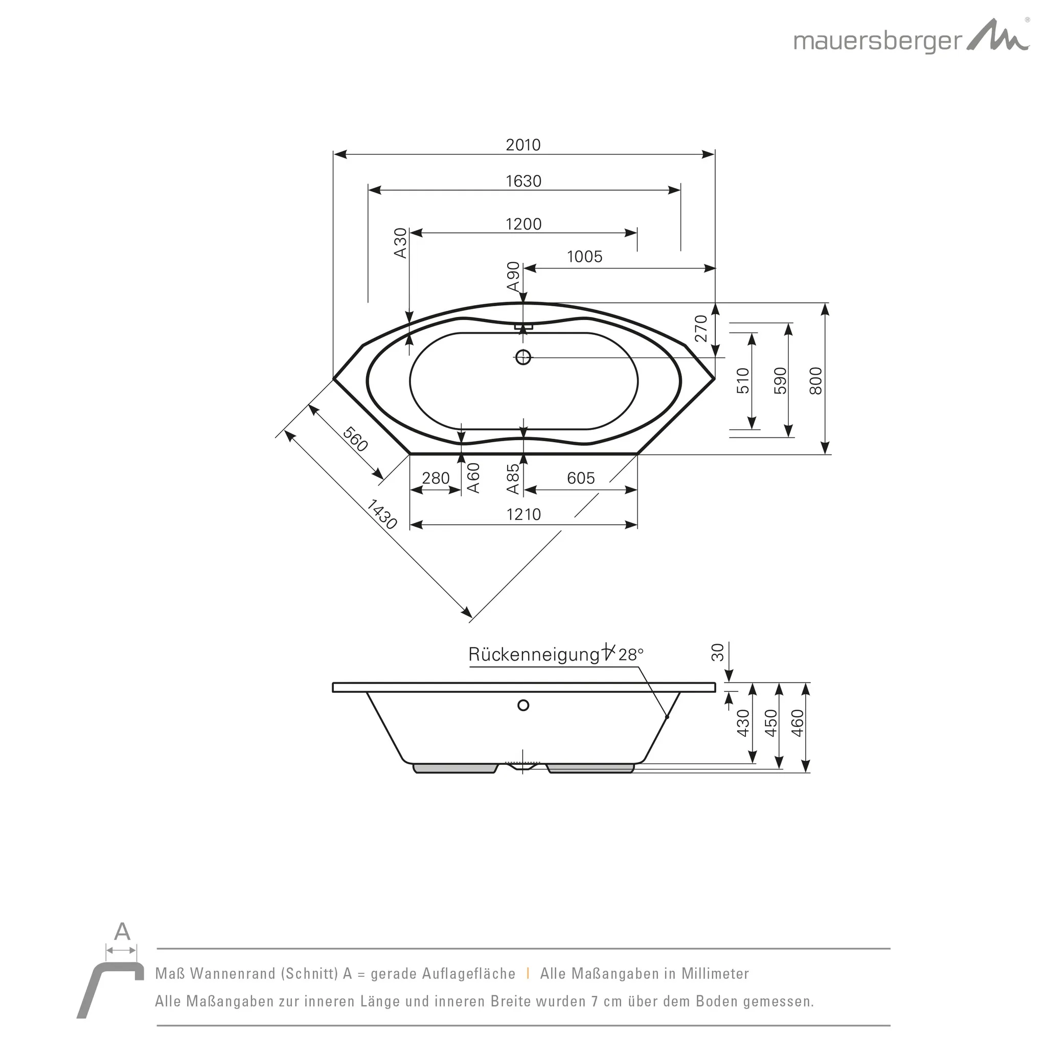 Mauersberger arista Acryl-Badewanne arista 201/80 2010x800x460, Farbgruppe: 2 Mauersberger arista Acryl-Badewanne arista 201/80 2010x800x460, Farbgruppe: 2