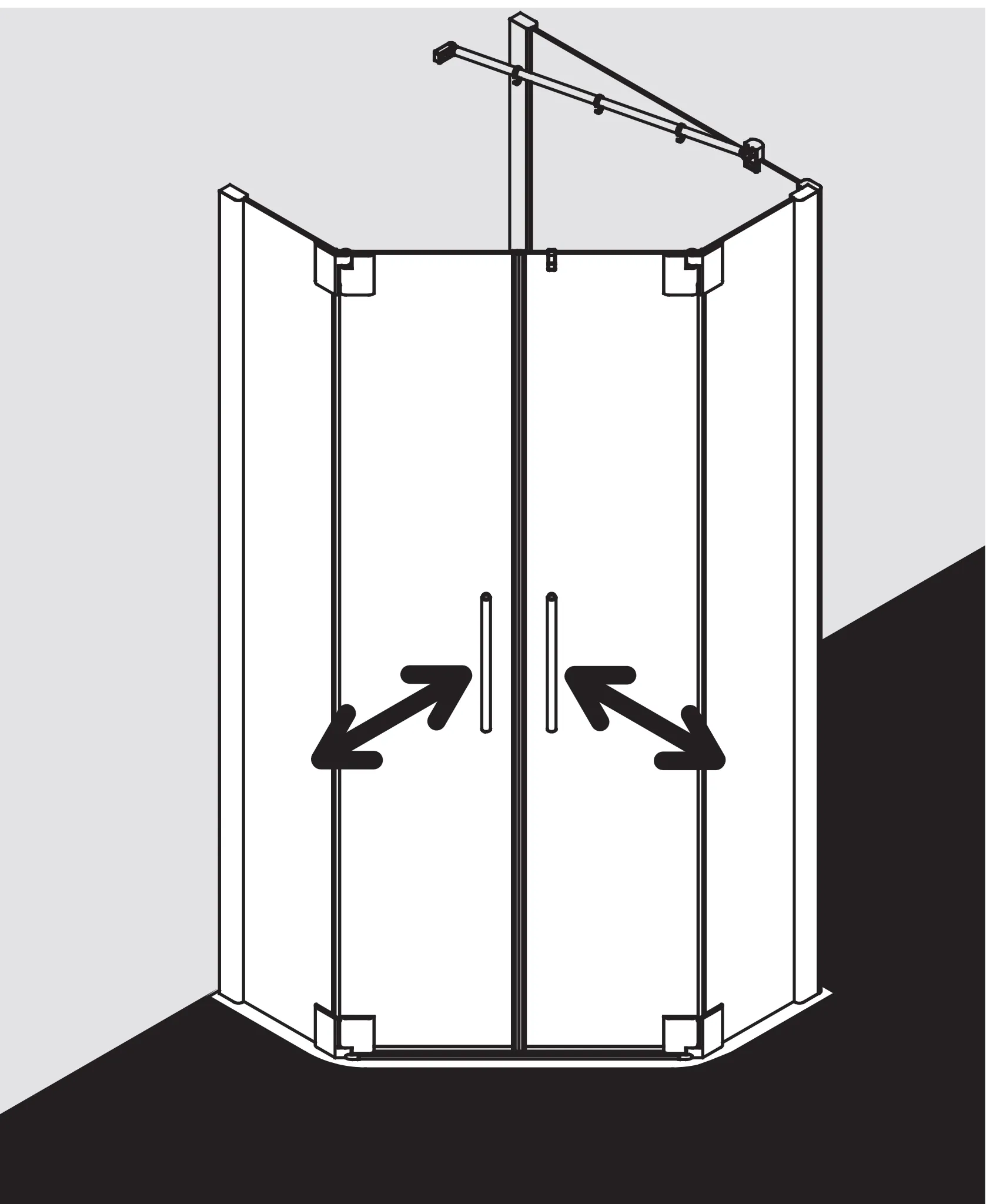 Kermi Duschdesign Fünfeck-Duschkabine mit Pendeltüren mit Festfeldern für gleichschenklige Wannen „PASA XP“ Glas Klar, Profile Silber Mattglanz, BV: 870 - 900 mm GAK: 855 - 885 mm WE: 880 - 910 mm H: 2000 mm Kermi Duschdesign Fünfeck-Duschkabine mit Pendeltüren mit Festfeldern für gleichschenklige Wannen „PASA XP“ Glas Klar, Profile Silber Mattglanz, BV: 870 - 900 mm GAK: 855 - 885 mm WE: 880 - 910 mm H: 2000 mm