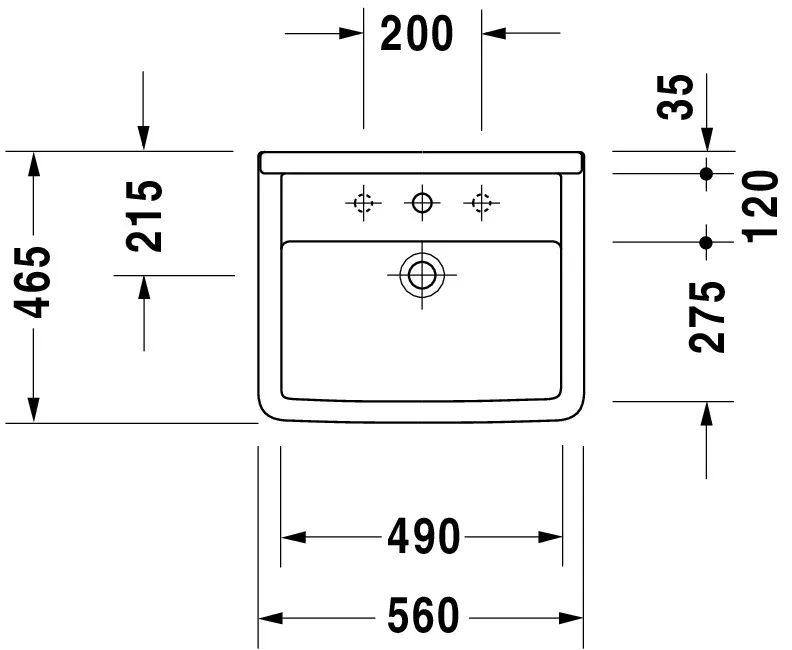 Einbauwaschtisch „Starck 3“, mit Überlauf, Hahnlochposition mittig Einbauwaschtisch „Starck 3“, mit Überlauf, Hahnlochposition mittig