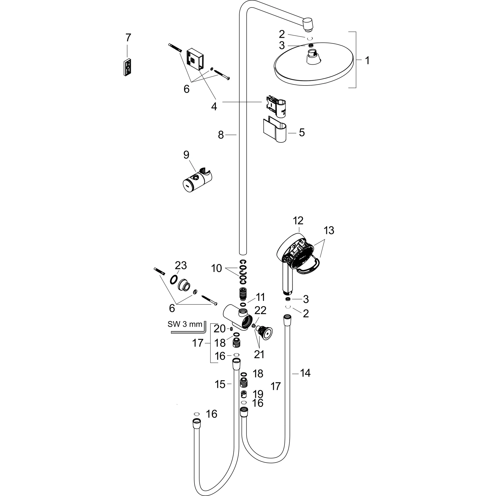 Hansgrohe Activera S Showerpipe EcoSmart Reno Varia Chrom, 8 l/min, Rain Strahlart, 344 mm Brausearmlänge, Aufputzinstallation
