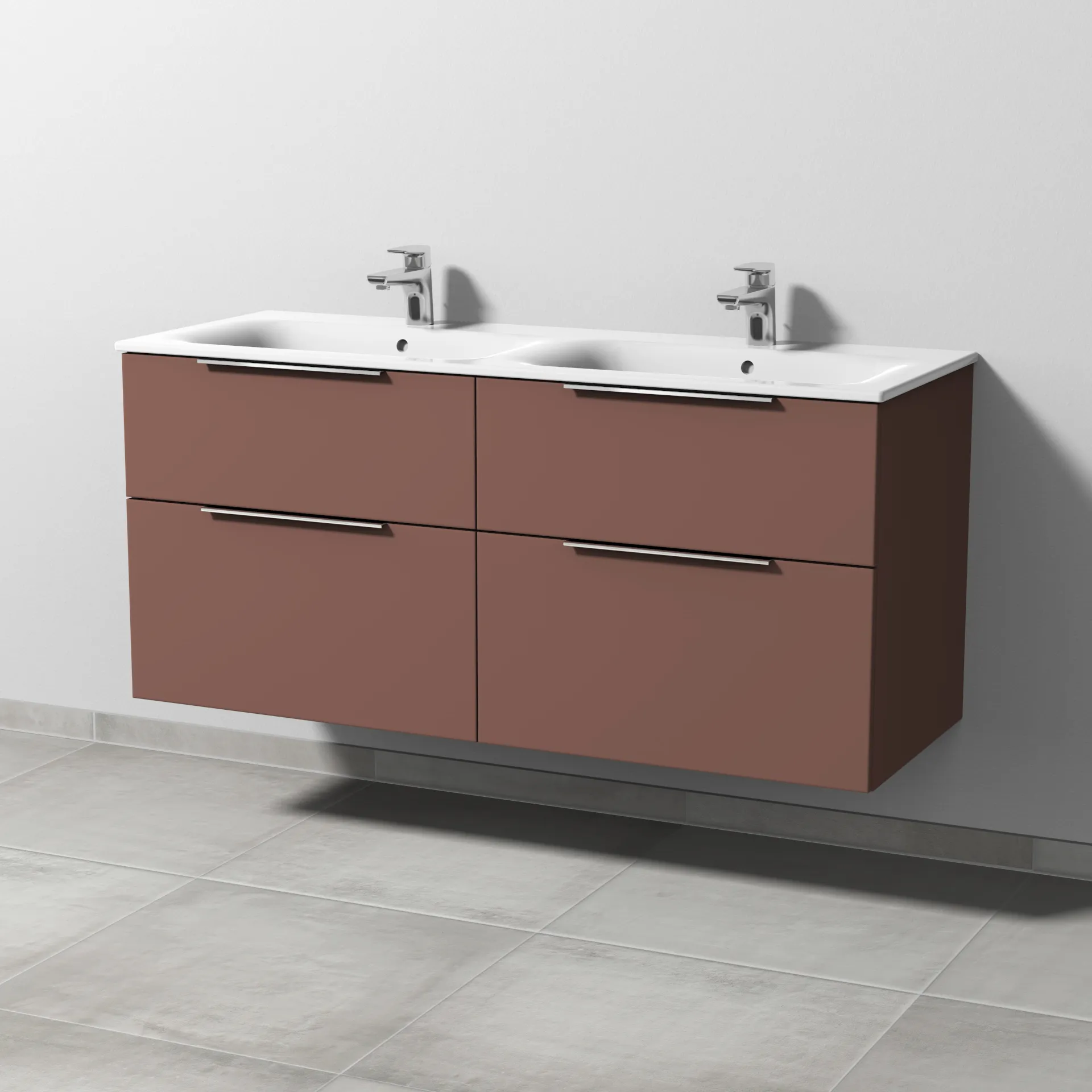 Sanipa Waschtischunterschrank „3way“ passend zu Keramik-Waschtische Renova Plan Slim von Geberit 1284 × 582 × 472 mm in Wine-Red