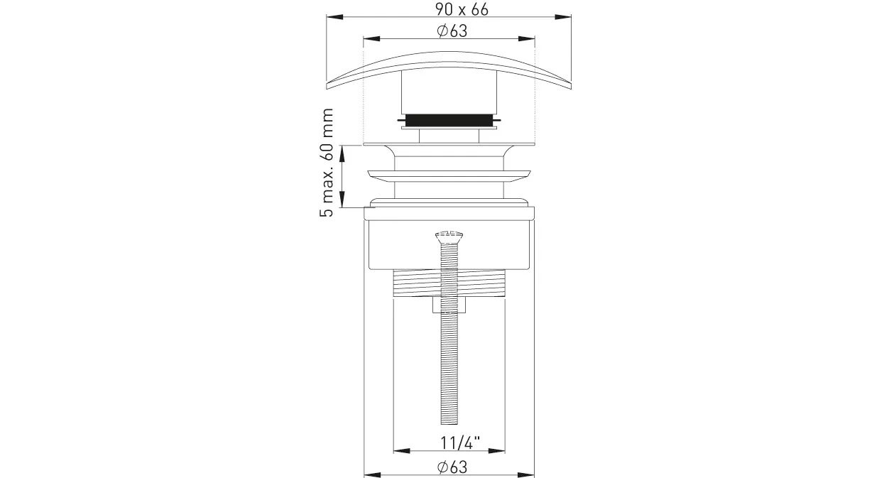 Design-Ablaufventil 1 1/4″ MS vc, Druck- verschlussexcenterstopfen, gewölbt oval Design-Ablaufventil 1 1/4″ MS vc, Druck- verschlussexcenterstopfen, gewölbt oval