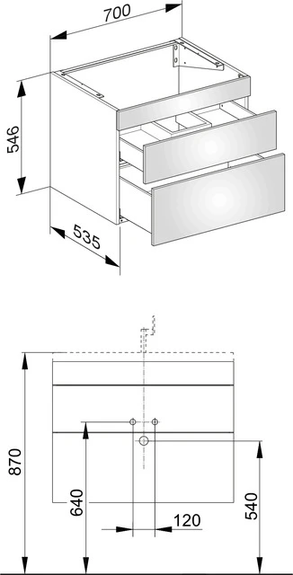 Edition 400 Waschtischunterbau 2 Auszüge 700 x 546 x 535 mm trüffel/trüffel