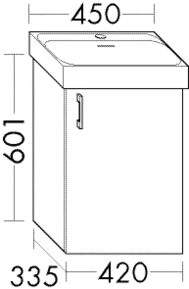 Waschtischunterschrank Sys30 von burgbad – Laufen Meda H815111, 420 mm breit, 335 mm tief, 601 mm hoch