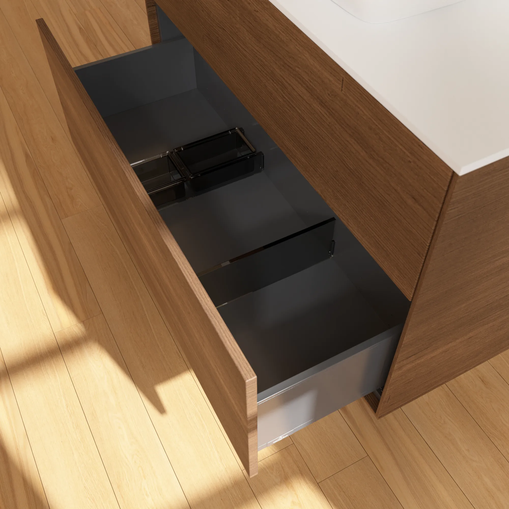 Villeroy & Boch Waschtischunterschrank „Finion“ für Schrankwaschtisch 1000 × 603 × 501 mm Walnut Veneer, für Becken mittig, mit Hahnlochbohrung Villeroy & Boch Waschtischunterschrank „Finion“ für Schrankwaschtisch 1000 × 603 × 501 mm Walnut Veneer, für Becken mittig, mit Hahnlochbohrung