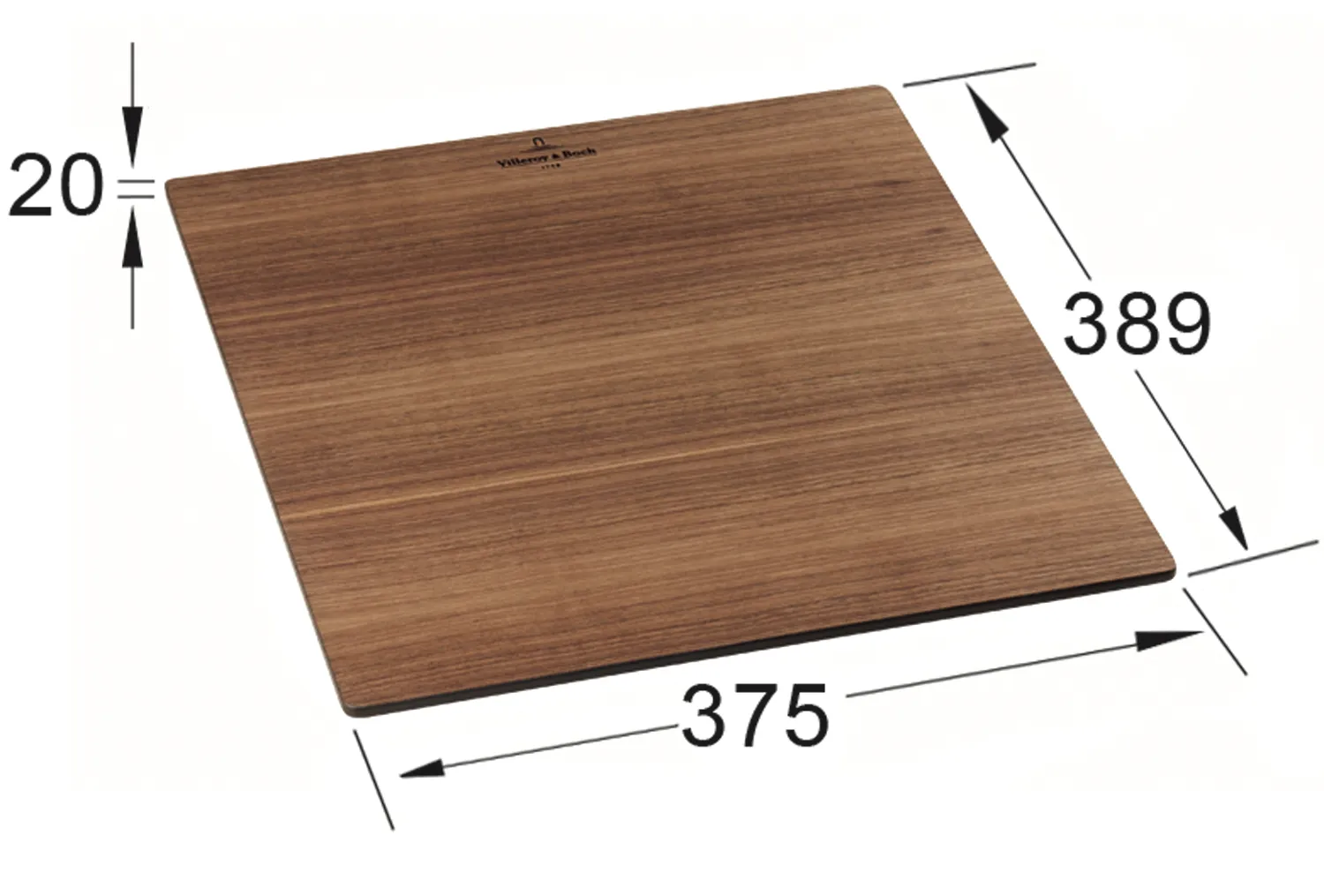 Schneidbrett aus amerikanischem Nussbaum mit Kompaktkern Zubehör 8K3310, 383 x 375 mm, aus Holz Schneidbrett aus amerikanischem Nussbaum mit Kompaktkern Zubehör 8K3310, 383 x 375 mm, aus Holz