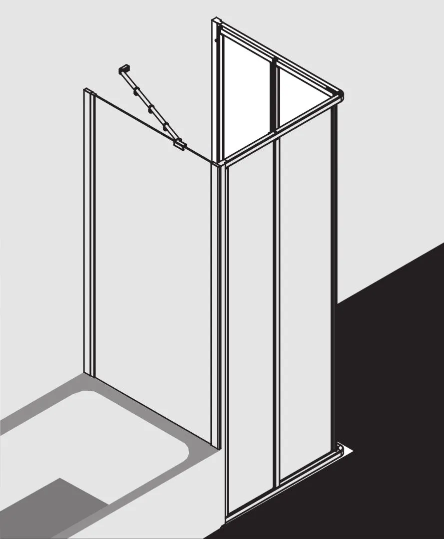 Kermi Duschdesign IBIZA 2000, Eckeinstieg 2-teilig (Falttür) - Halbteil, Silber Mattglanz, H 1750 mm