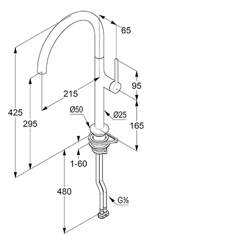 Kludi-REEF Spültisch-Einhandmischer seitl. Bedienung Tiefmattschwarz