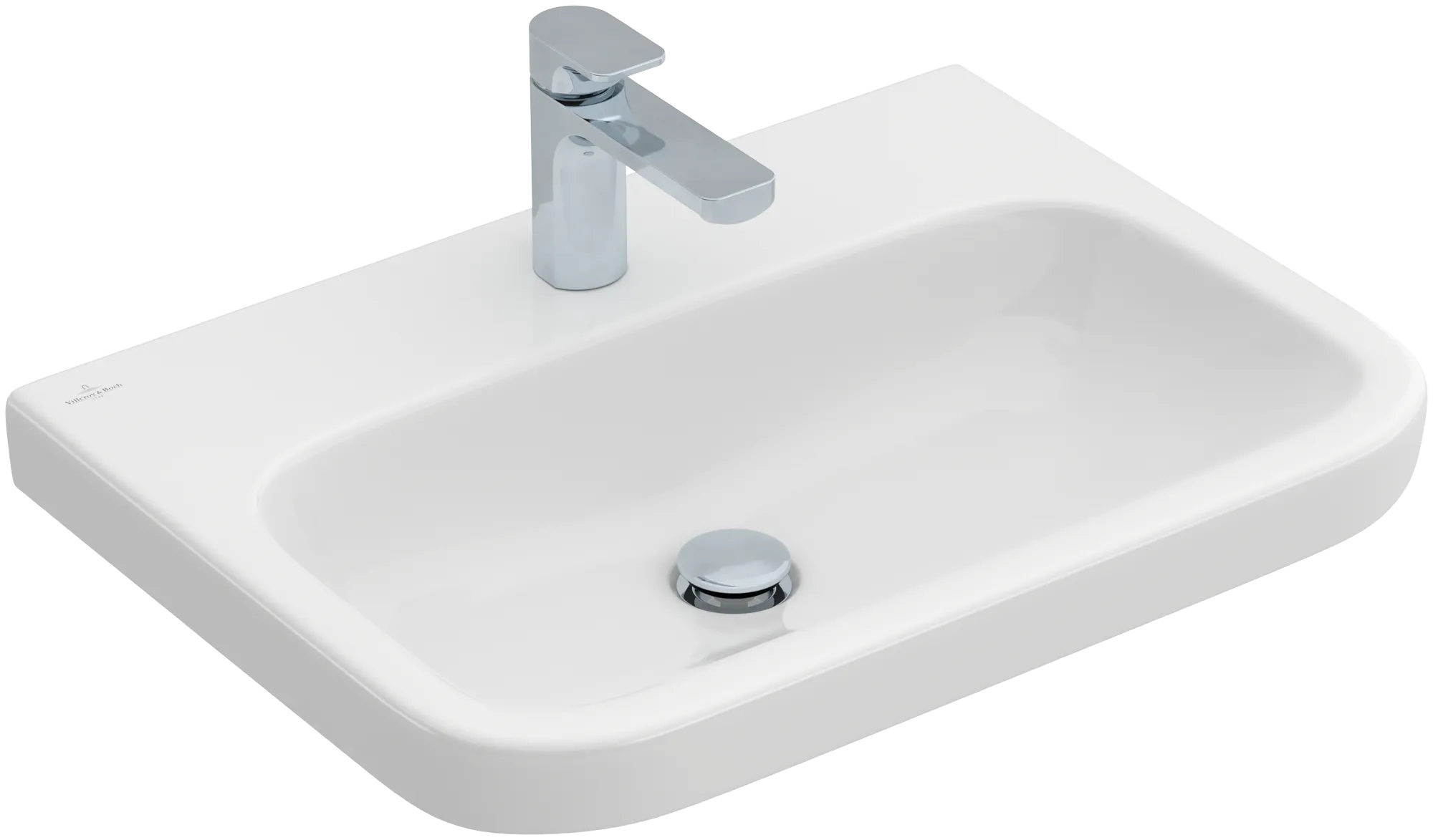 Villeroy & Boch Waschbecken „Architectura“ 650 × 470 × 180 mm, ohne Hahnlochbohrung, für Becken mittig in Weiß Alpin