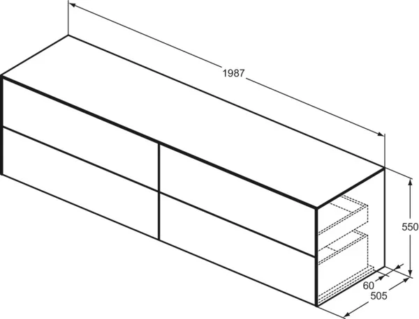 Ideal Standard Waschtischunterschrank „Conca“ 198,7 × 55 × 50,5 cm Walnuss dunkel Furnier Ideal Standard Waschtischunterschrank „Conca“ 198,7 × 55 × 50,5 cm Walnuss dunkel Furnier