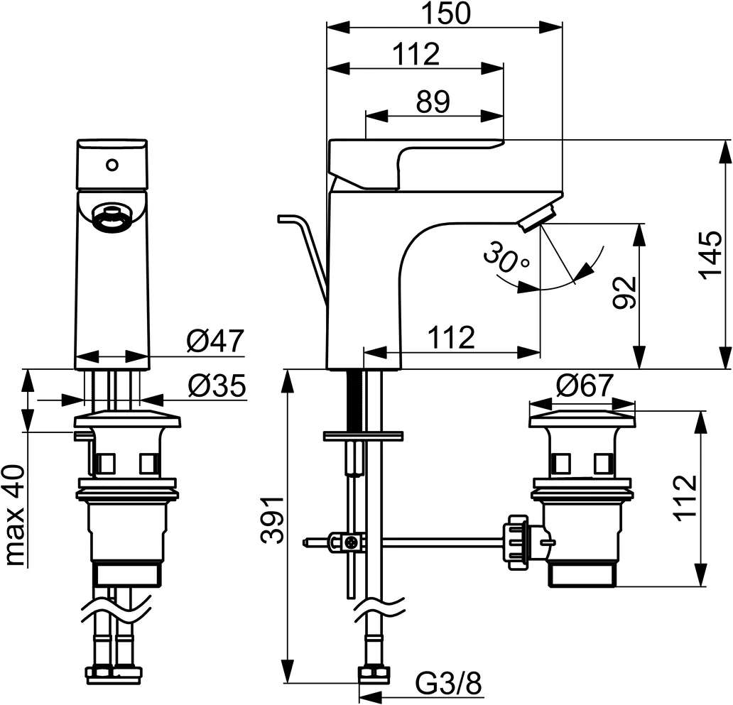 EHM Waschtischbatterie BASIC XL 5550 Ablaufgarnitur mit Zugstange Ausladung 112 mm DN15 Chrom EHM Waschtischbatterie BASIC XL 5550 Ablaufgarnitur mit Zugstange Ausladung 112 mm DN15 Chrom