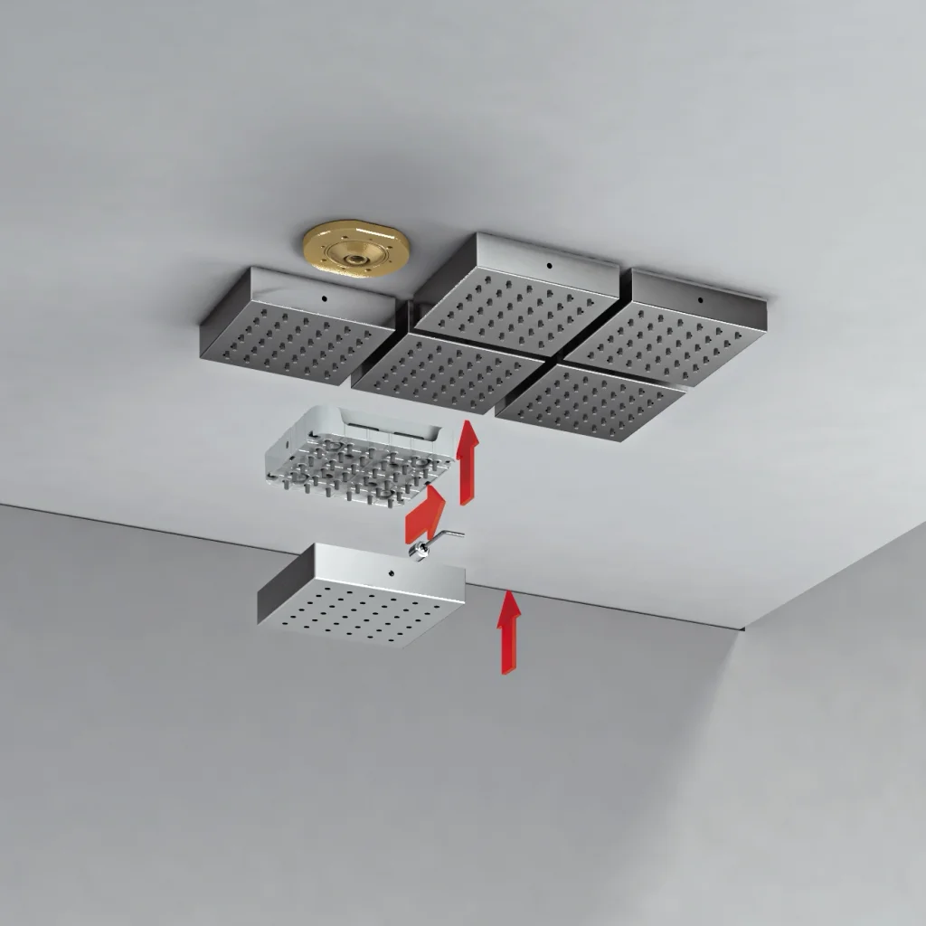 Hansgrohe AXOR ShowerSolutions Montageplatte für Kopfbrause im Mehrfachverbund – präzise und schallentkoppelt Hansgrohe AXOR ShowerSolutions Montageplatte für Kopfbrause im Mehrfachverbund – präzise und schallentkoppelt