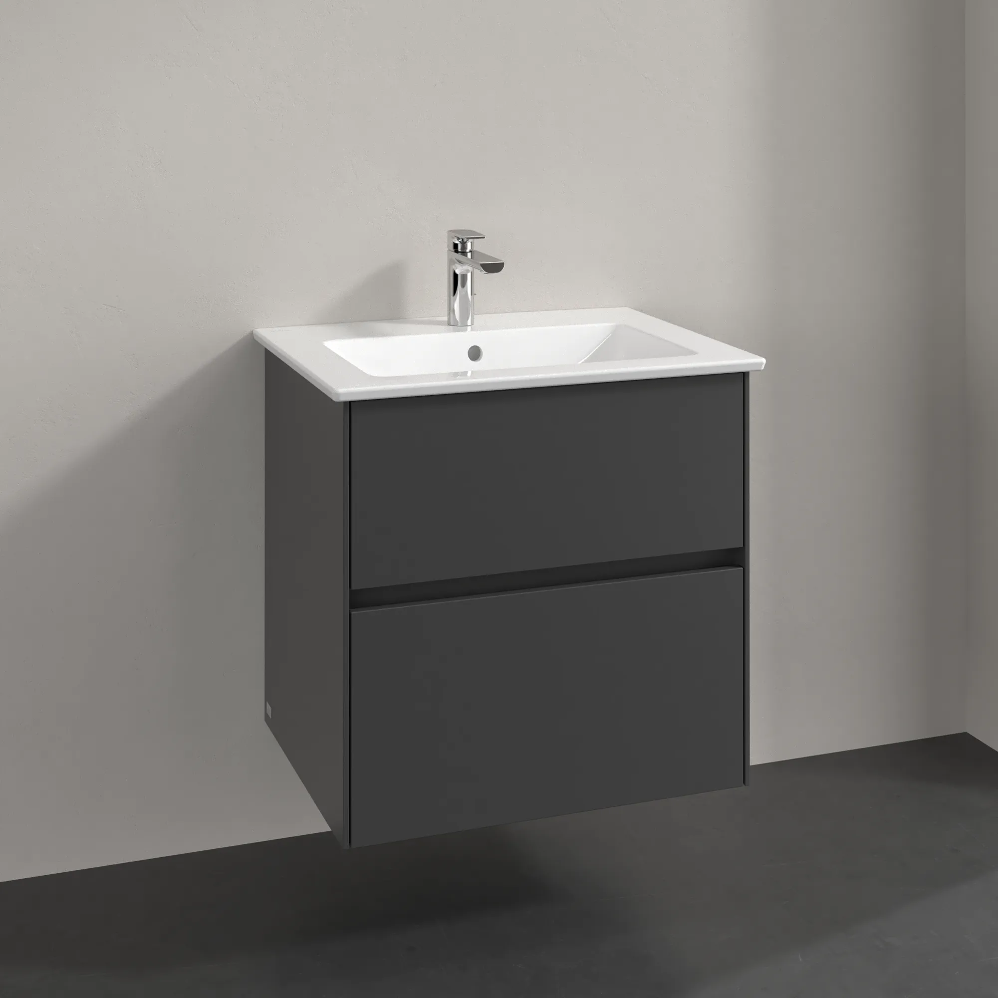 Villeroy & Boch Waschtischunterschrank „Collaro“ 611 × 610 × 480 mm Graphite, ohne Beleuchtung, für Becken mittig